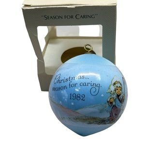 Hallmark Satin Ball Ornament Season of Caring Shepherd Vintage Christmas 1982